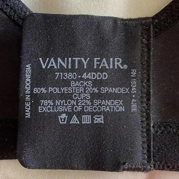 Vanity Fair full figure black bra sz  44 DDD - Picture 5 of 10
